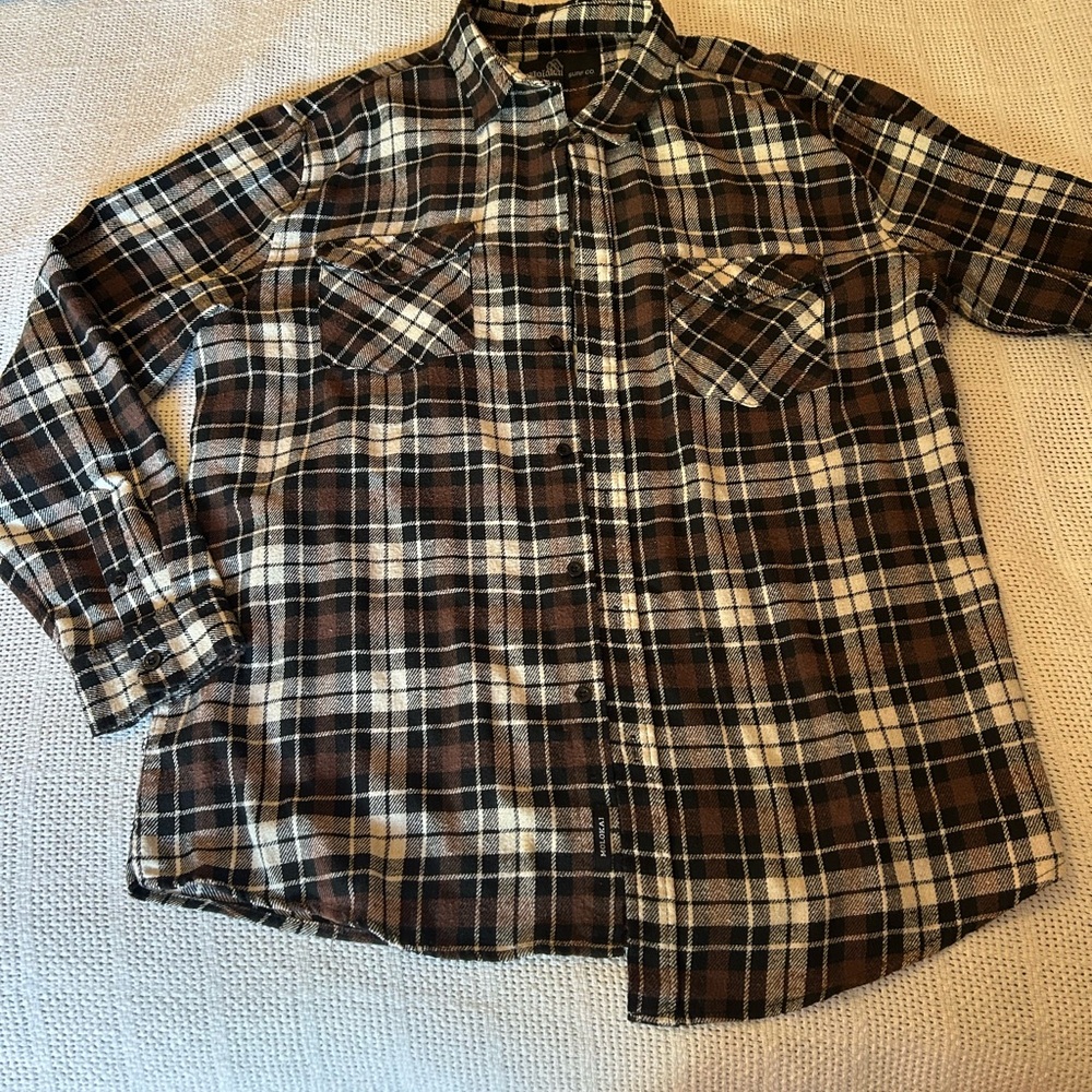 Molokai Brown and White Casual Button Down Shirt Relaxed Fit